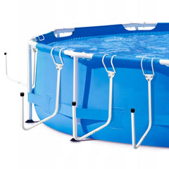 YLSAZL front view of white holder mounted on pool frame for neat cover storage