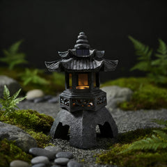 YLSMILE pagoda top solar panel view showing sun-powered charging benefit