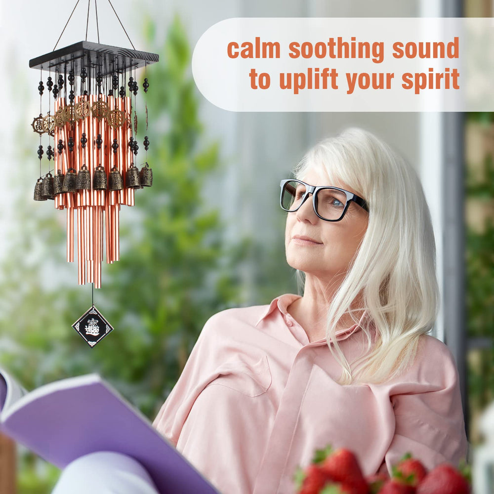 Ylyycc wind chimes in a garden creating a peaceful decorative atmosphere