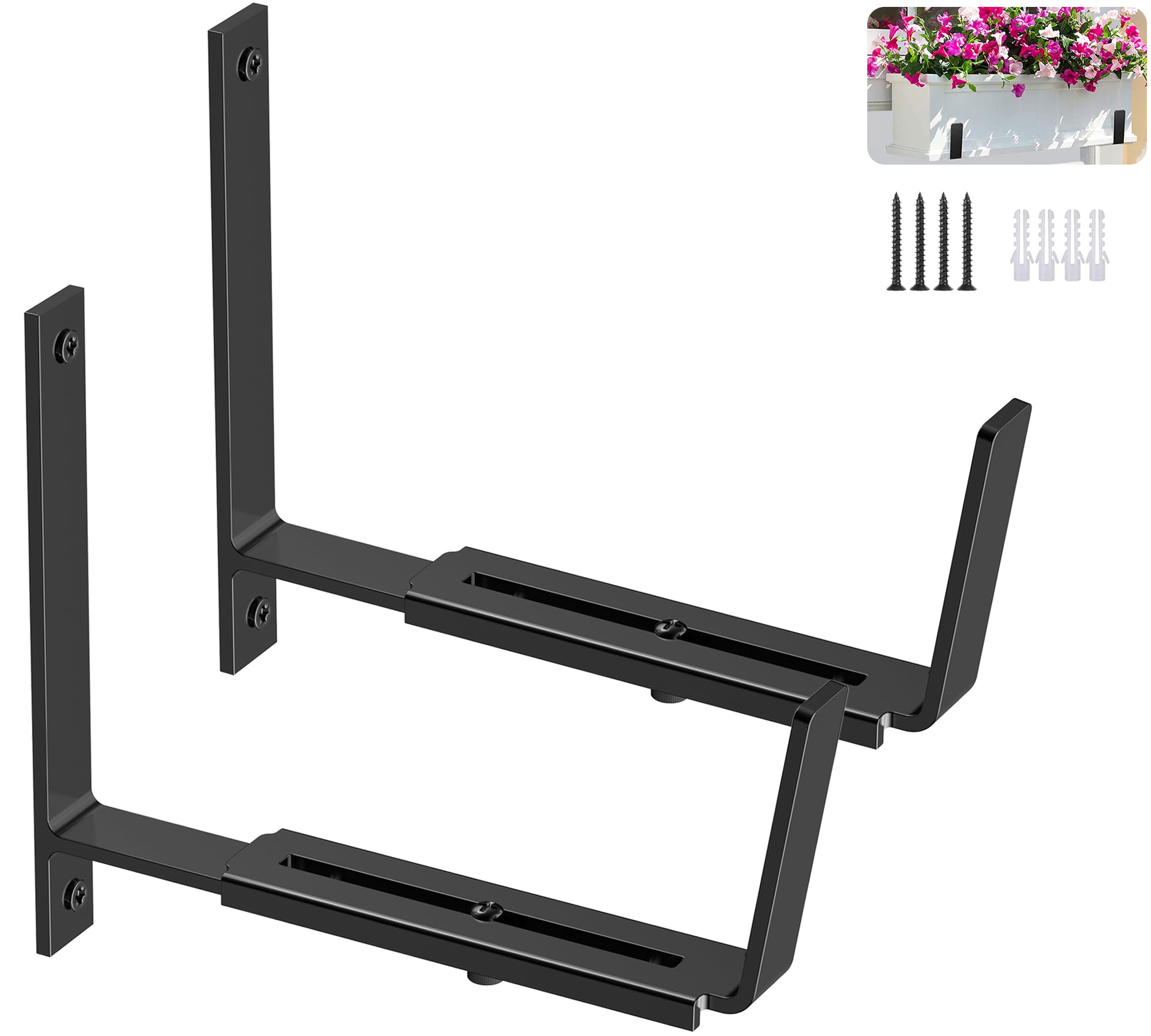 Y&M front view of mounted planter brackets showing sturdy support benefit