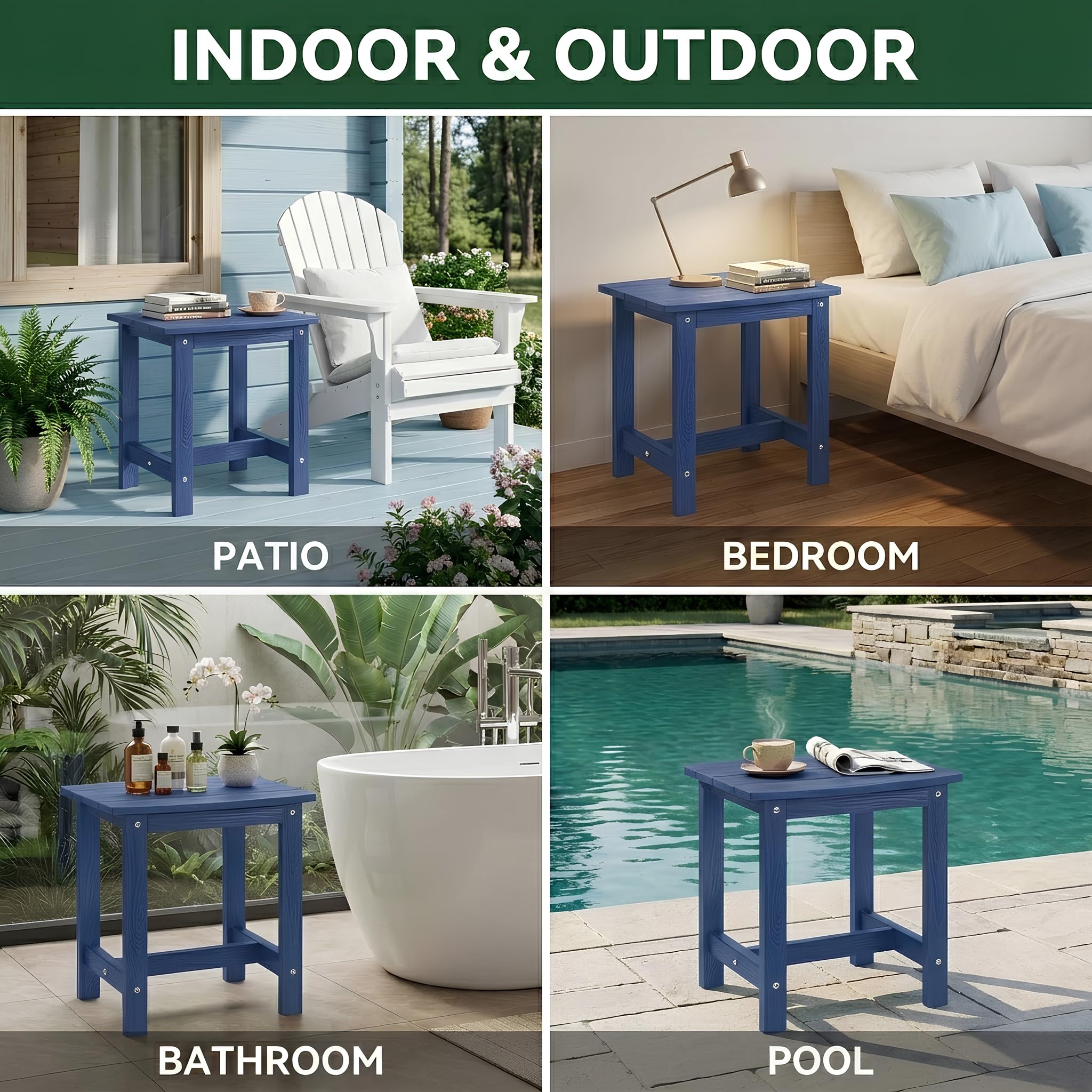 Y&M table at poolside illustrating rust-free durability and easy cleaning