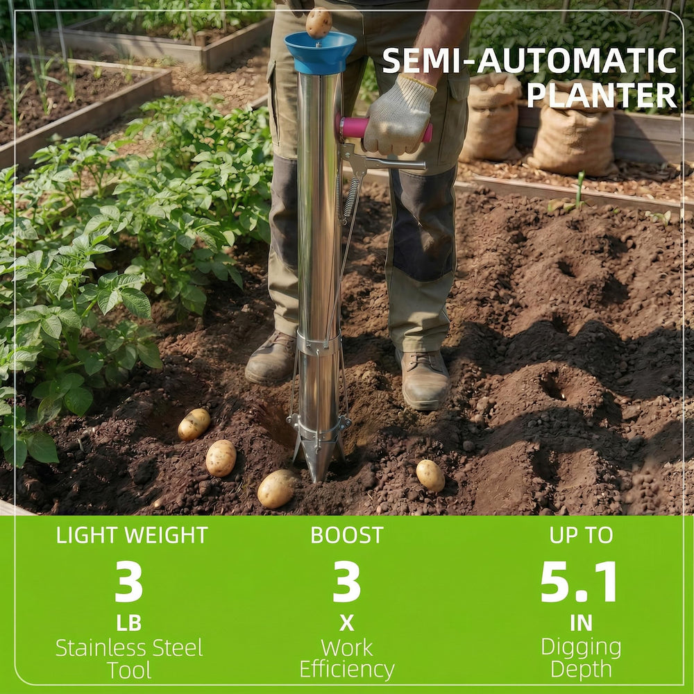 Ymachray tool in use planting a seedling to speed work and protect back