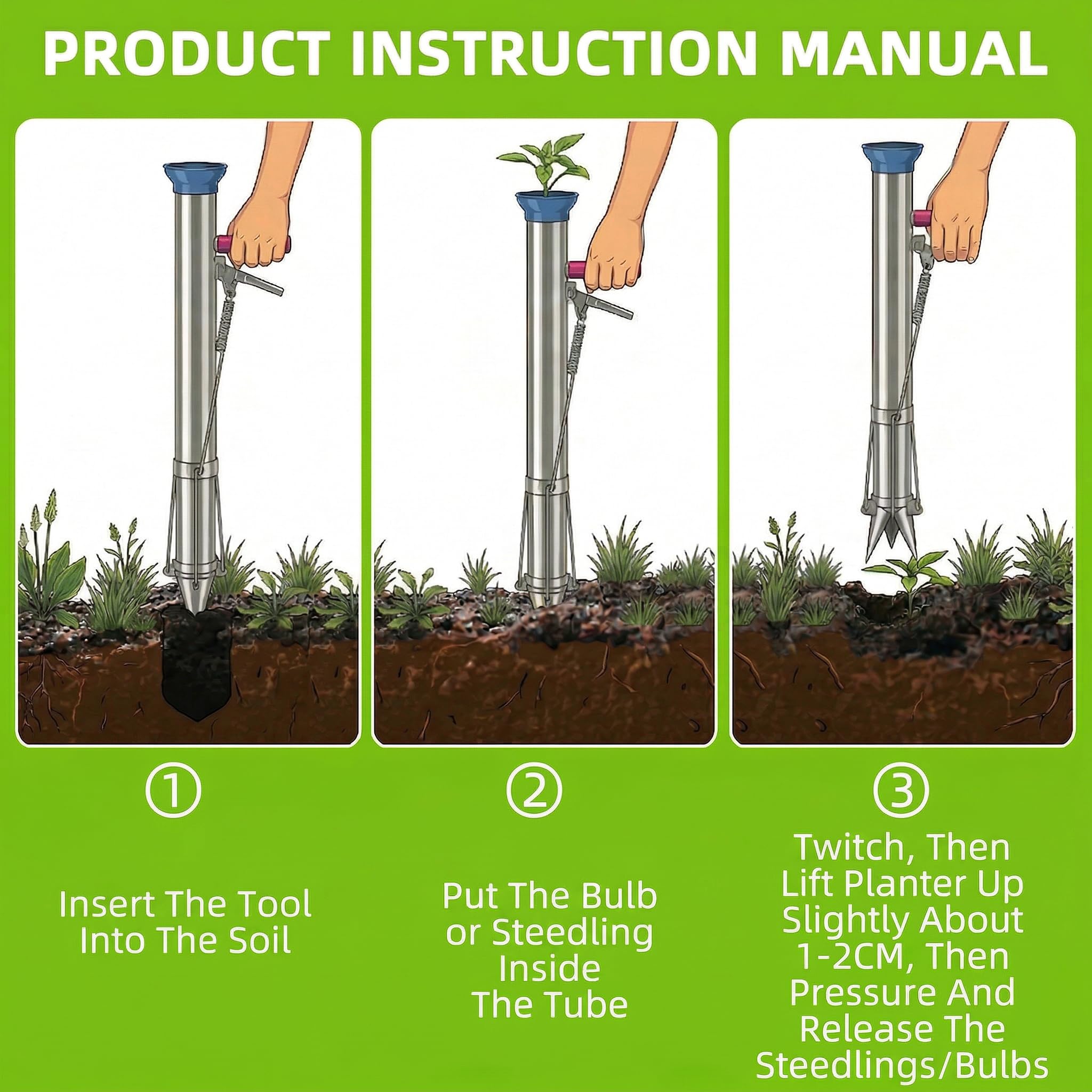 Ymachray showing soil release and formed hole for consistent plant depth