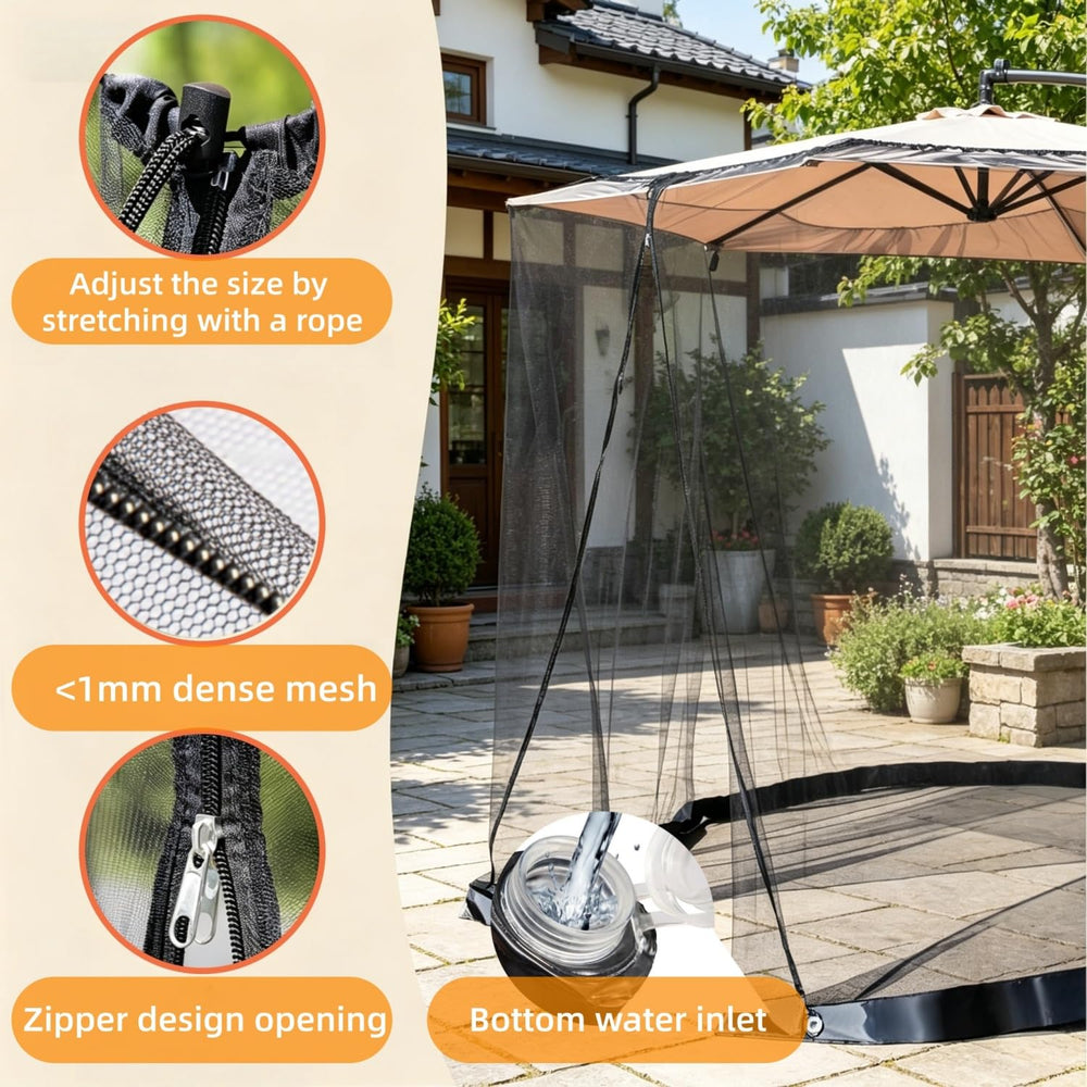 Ynabxptrix installed on patio creating insect-free dining space