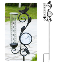 YNGFIL dragonfly rain gauge full view showing decorative design and stake benefit visibility
