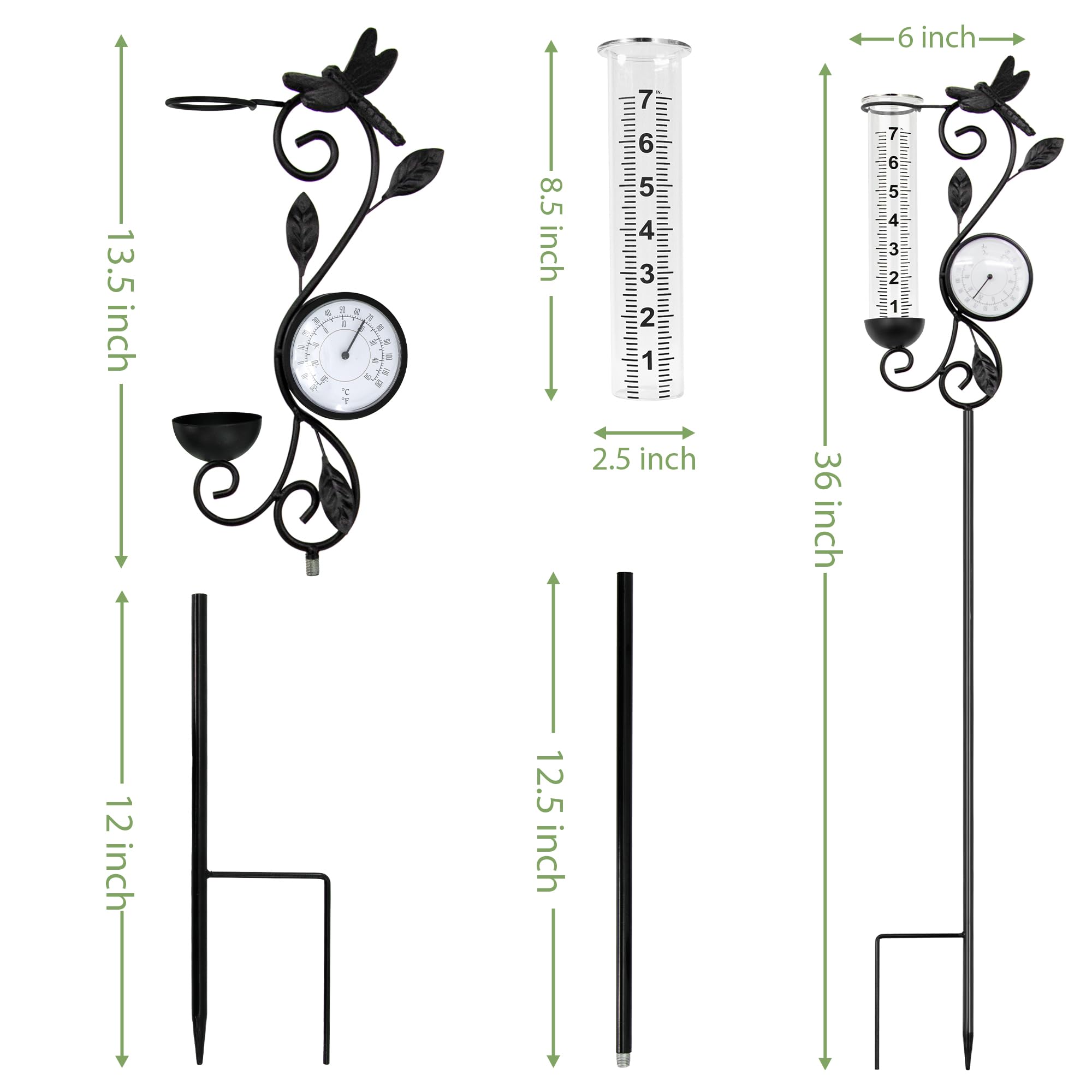 YNGFIL closeup of 7-inch glass tube for clear rainfall readings and durability