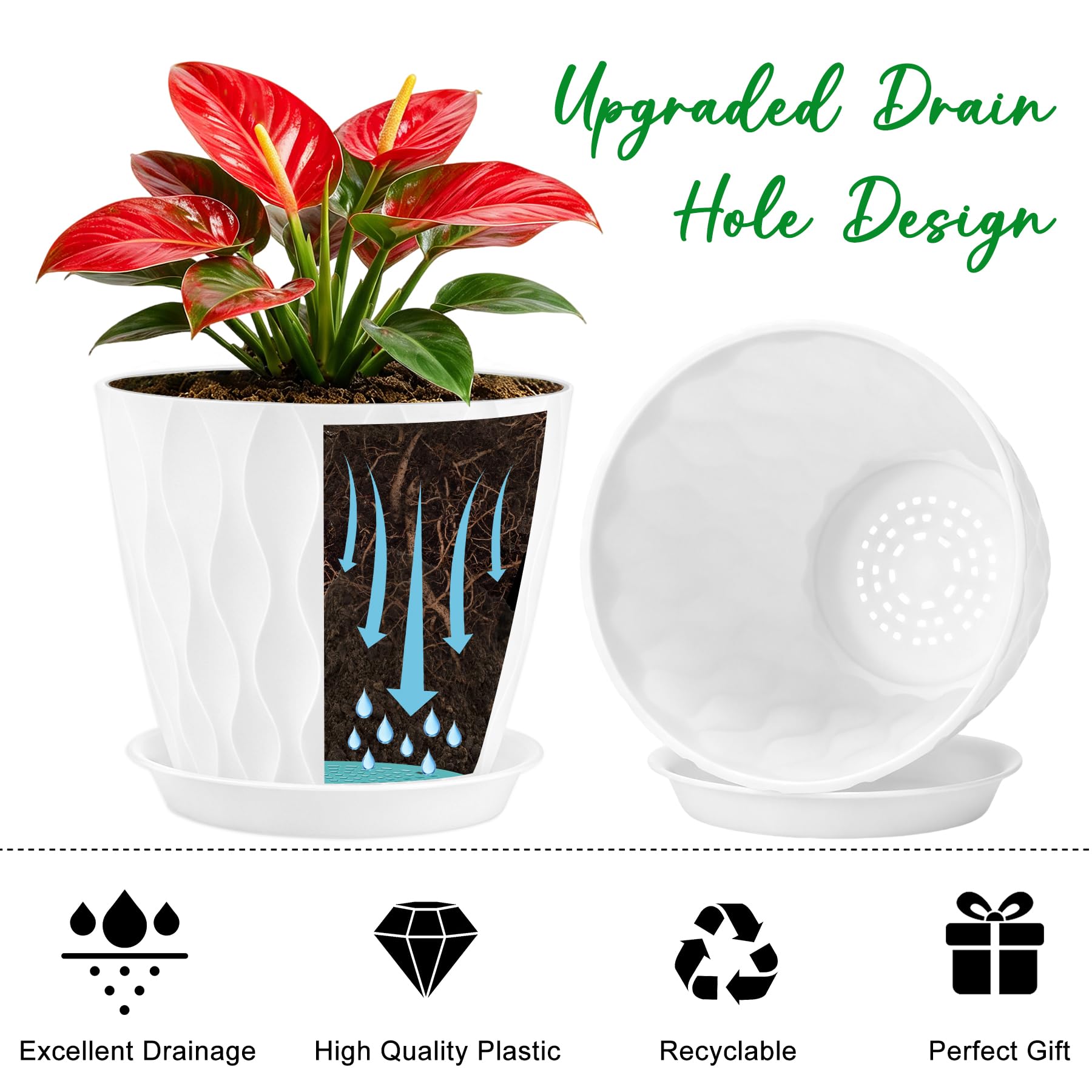 YNNICO view of drainage hole with saucer demonstrating clean water control