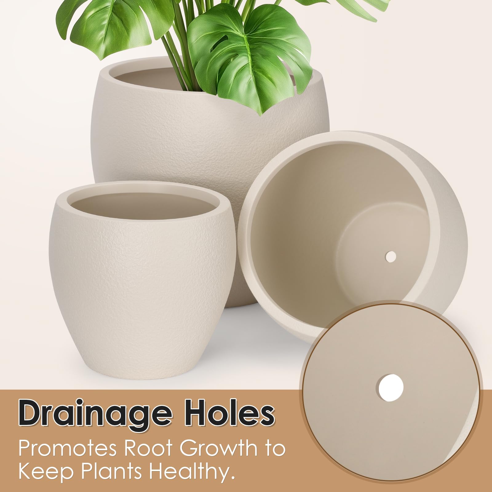 YNNICO drainage holes and matching tray showing water control and clean floors benefit