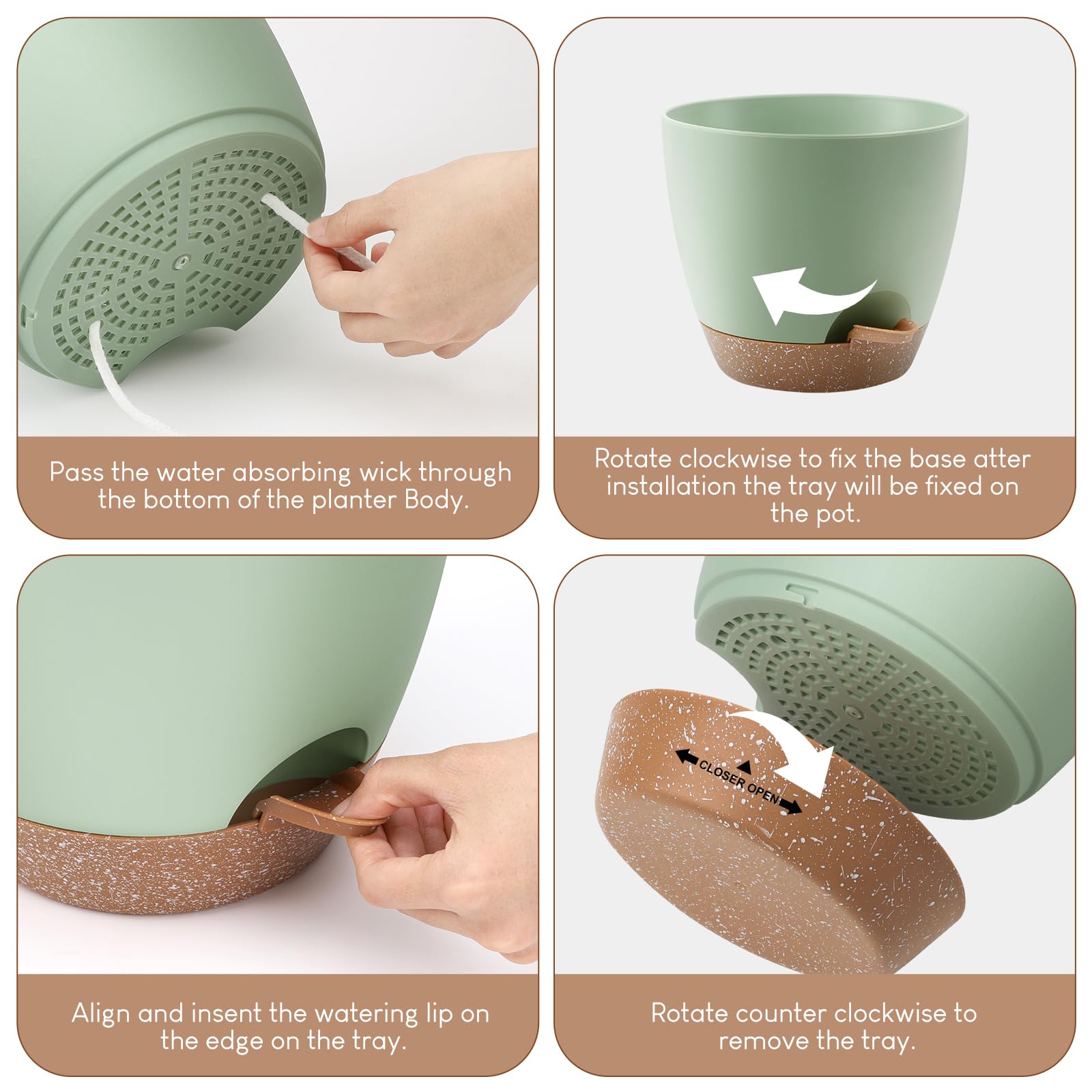 YNNICO removable reservoir tray shown for easy bottom-watering and cleanup