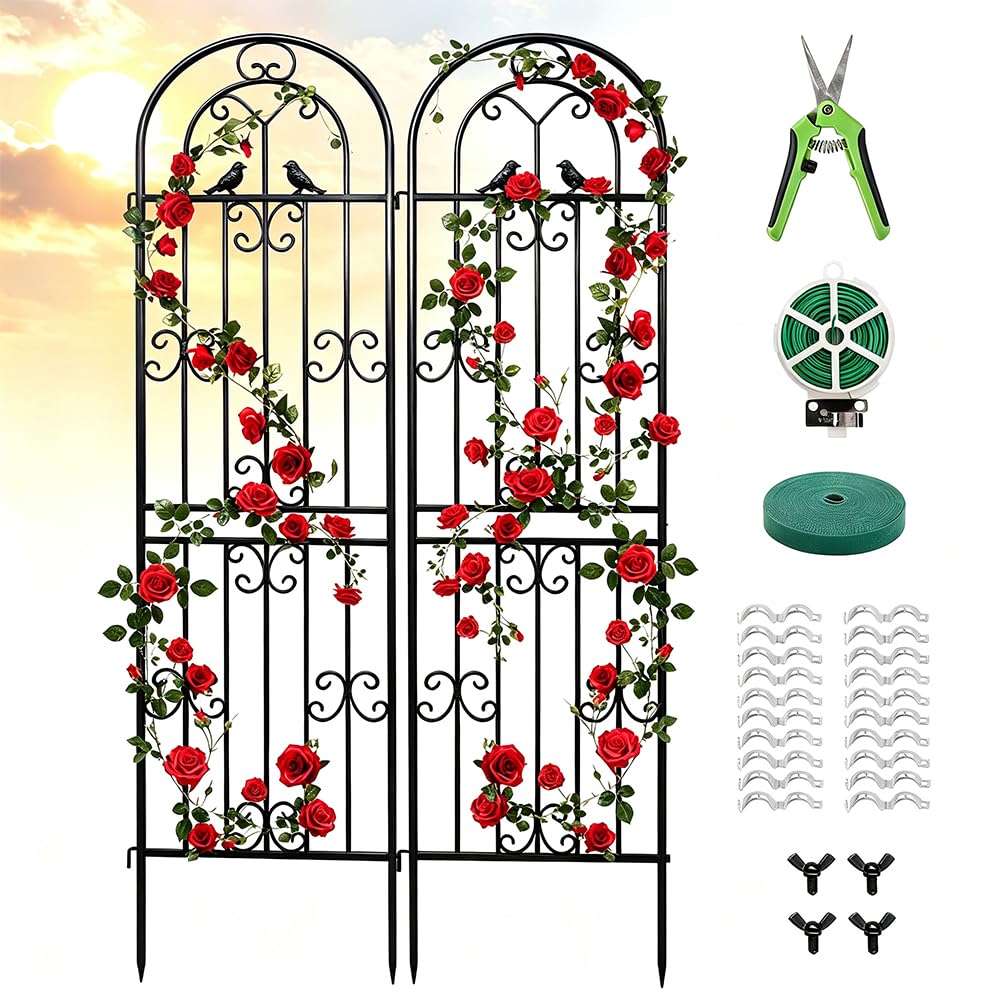 YOBAZAN front view of two trellis panels showing height and lattice support benefits