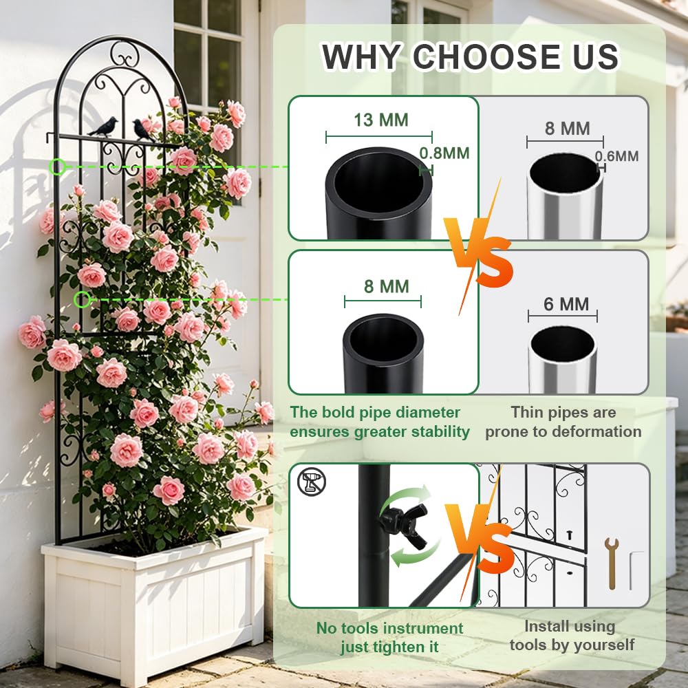 YOBAZAN trellis supporting climbing roses to maximize vertical garden space