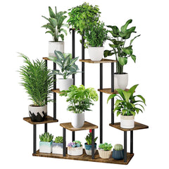 YOCOMEY front view of 9-tier plant stand showing capacity and organized display benefit