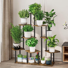 YOCOMEY corner shelf styled with mixed plants and decor to maximize space benefit