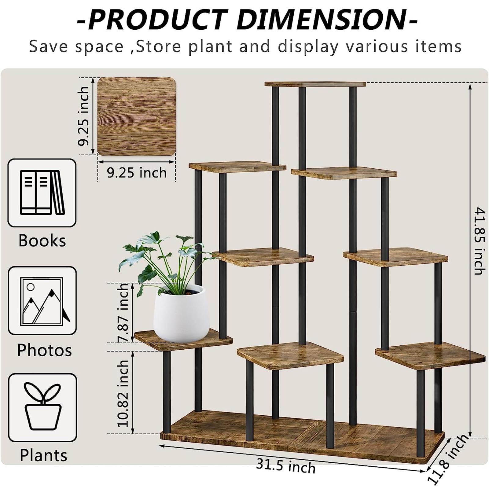 YOCOMEY close-up of thickened MDF shelf showing durable surface for heavier pots benefit