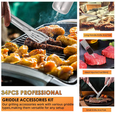 Yoehka grill tools in use flipping burgers, demonstrating safe long handles