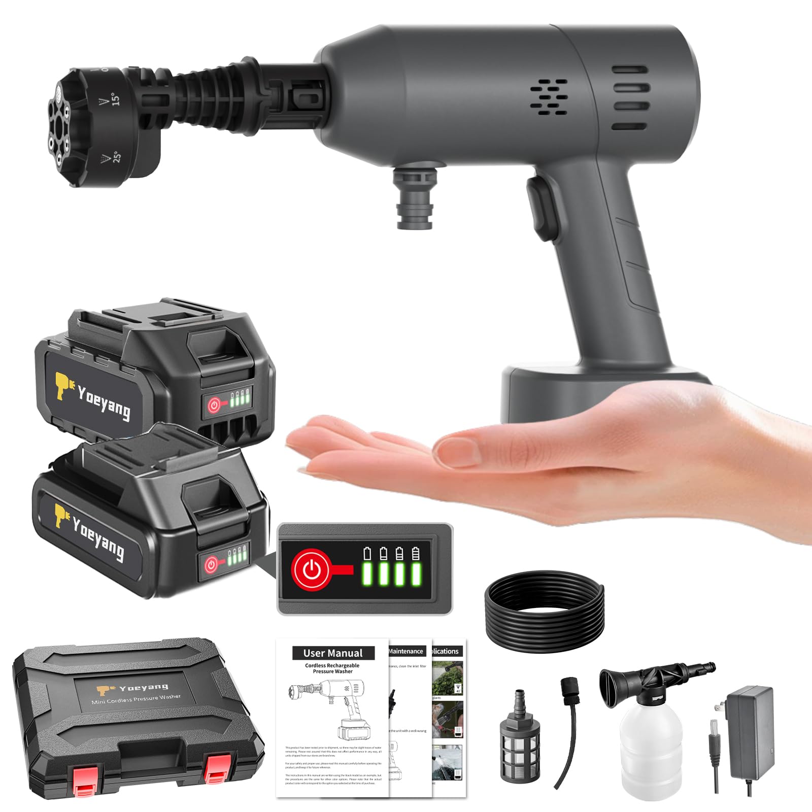 Yoeyang handheld cleaner front view showing compact design and portability