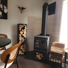 Yohsnor compartments organizing kindling and logs for fast access benefit