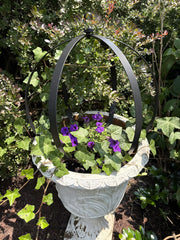 Yohsnor obelisk placed in a container garden demonstrating compact size and improved planting density