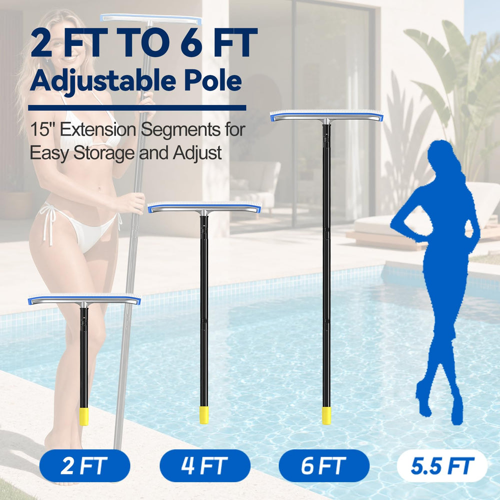 YOHSUGO brush cleaning pool steps and corners, reaches narrow areas for thorough clean