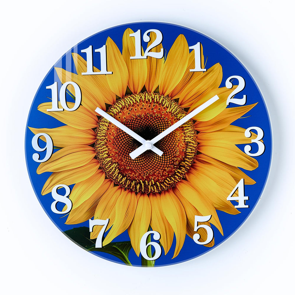 Yoiolclc sunflower clock front view showing bright dial and clear numbers