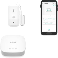 YoLink front view showing compact thermometer and clear display for easy monitoring