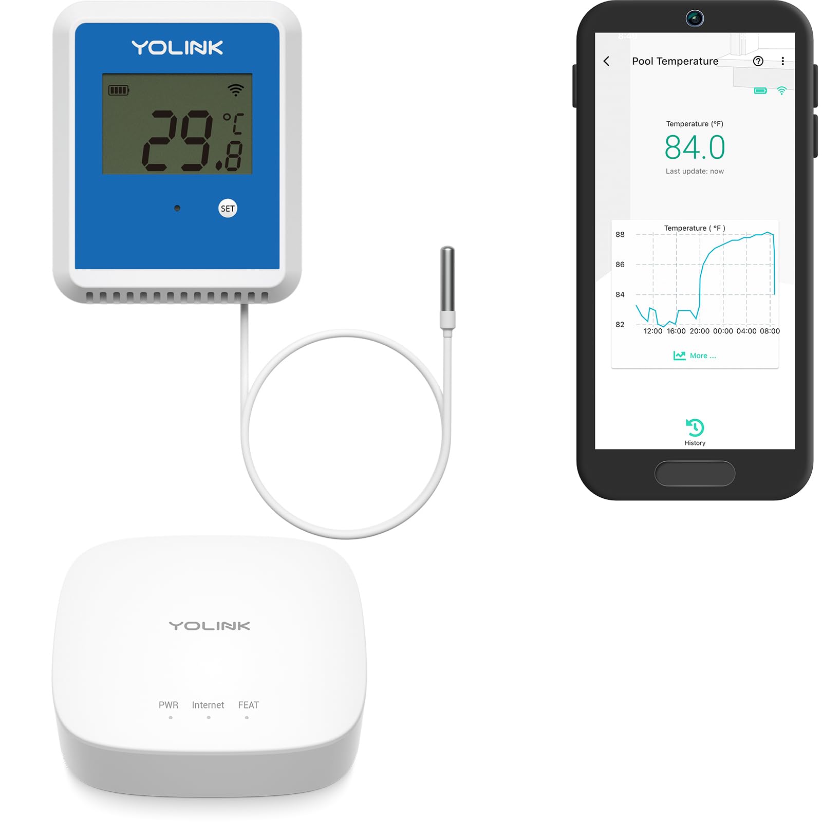 YoLink X3 front view showing probe connection and robust housing benefit long-term monitoring