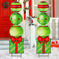 Yookeer front view lawn stakes showing bright peppermint design and curb appeal
