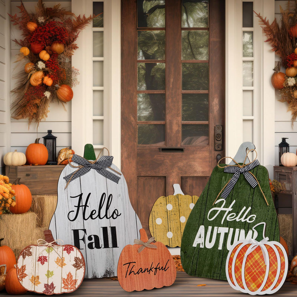 Yookeer indoor mantle styling with pumpkin signs, enhances autumn decor