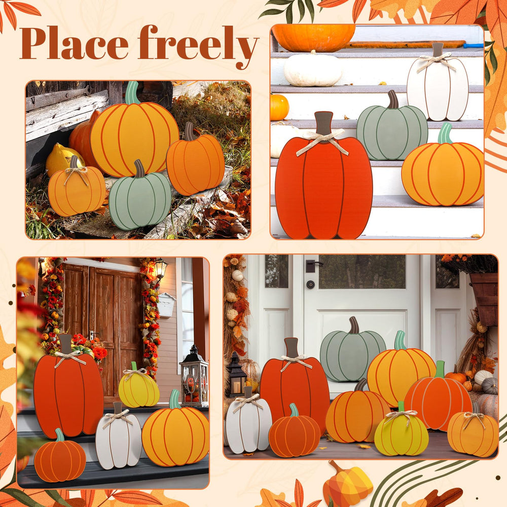 Yookeer pumpkins next to a shoe showing scale and easy placement benefit