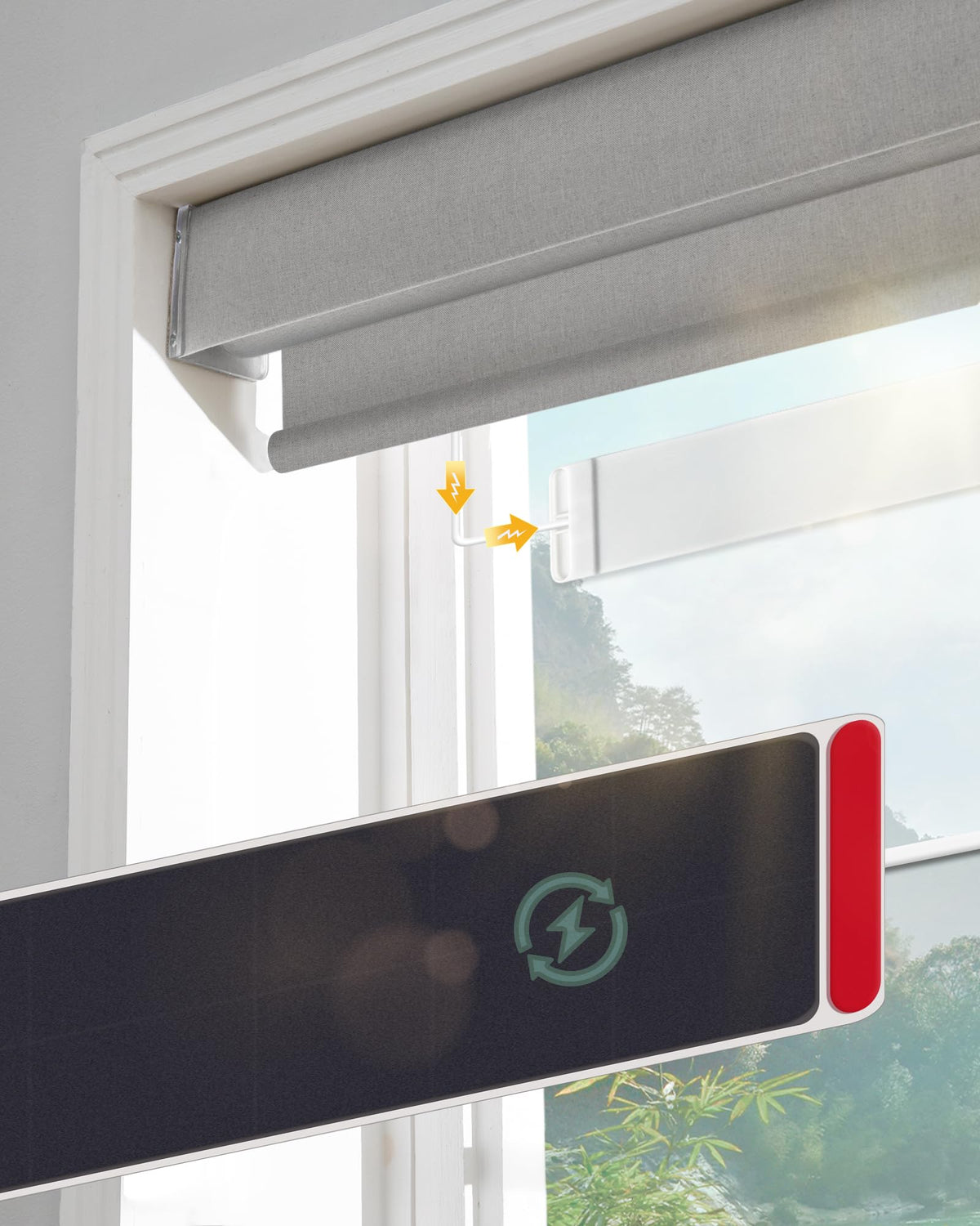 Yoolax front panel overview showing compact solar face and benefits
