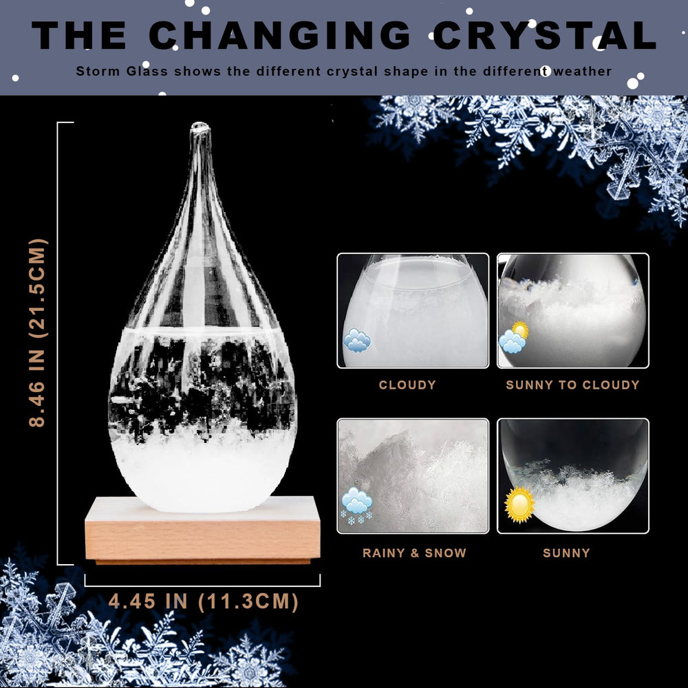 YOOMINI close-up of crystal formations inside glass offering visual weather cues