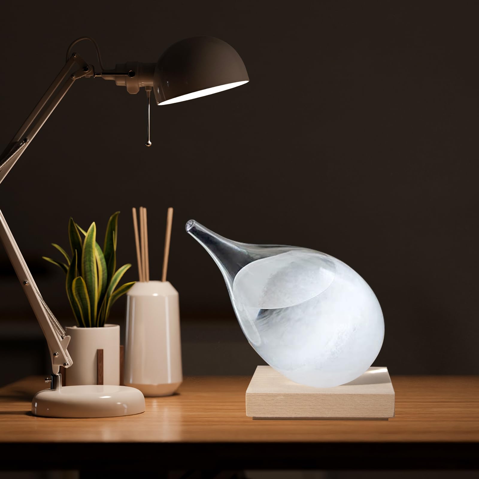 YOOMINI storm glass on a living room shelf adding ambient style and curiosity