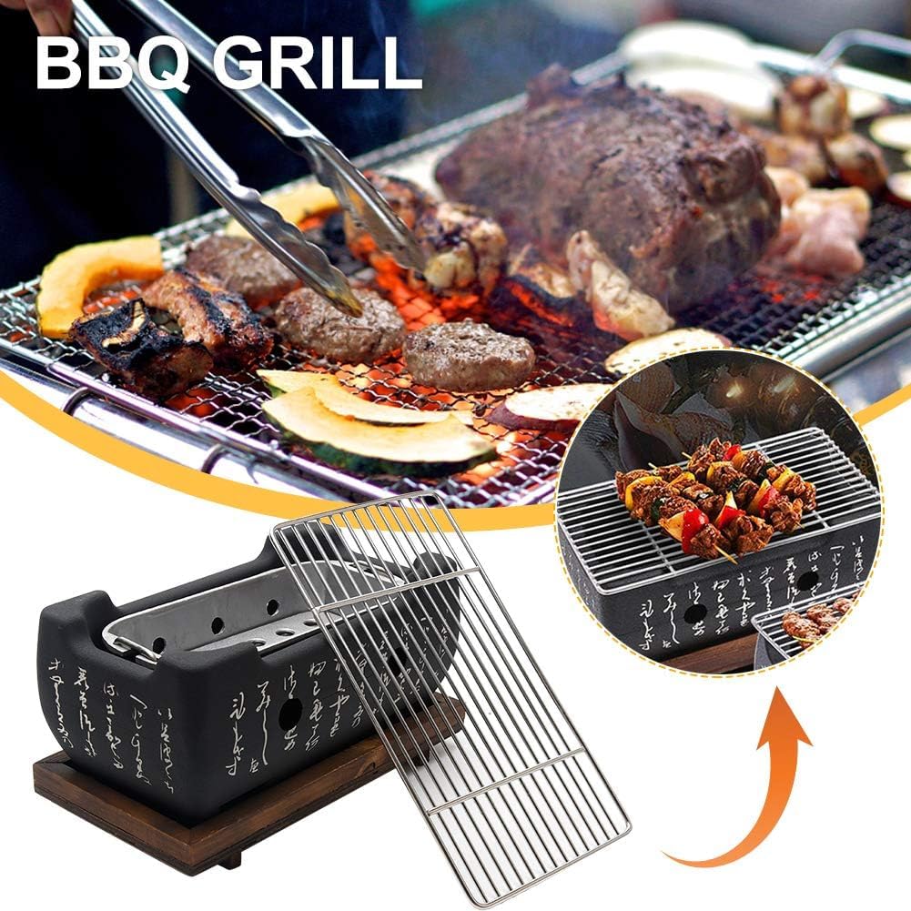 YOOODONNN grill in use with yakitori skewers demonstrating efficient charcoal cooking