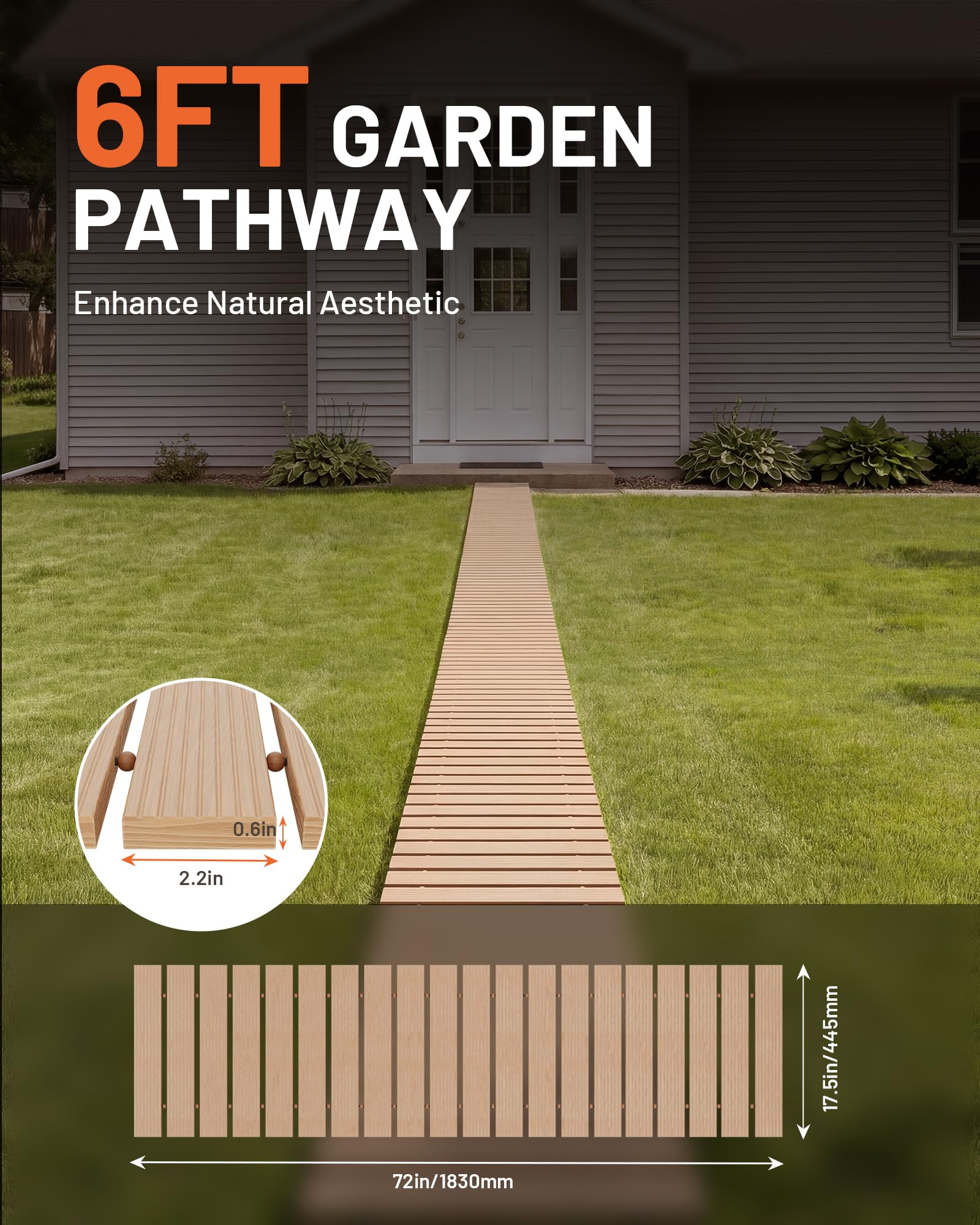 yoopin pathway laid on lawn with person walking showing stable surface for garden traffic
