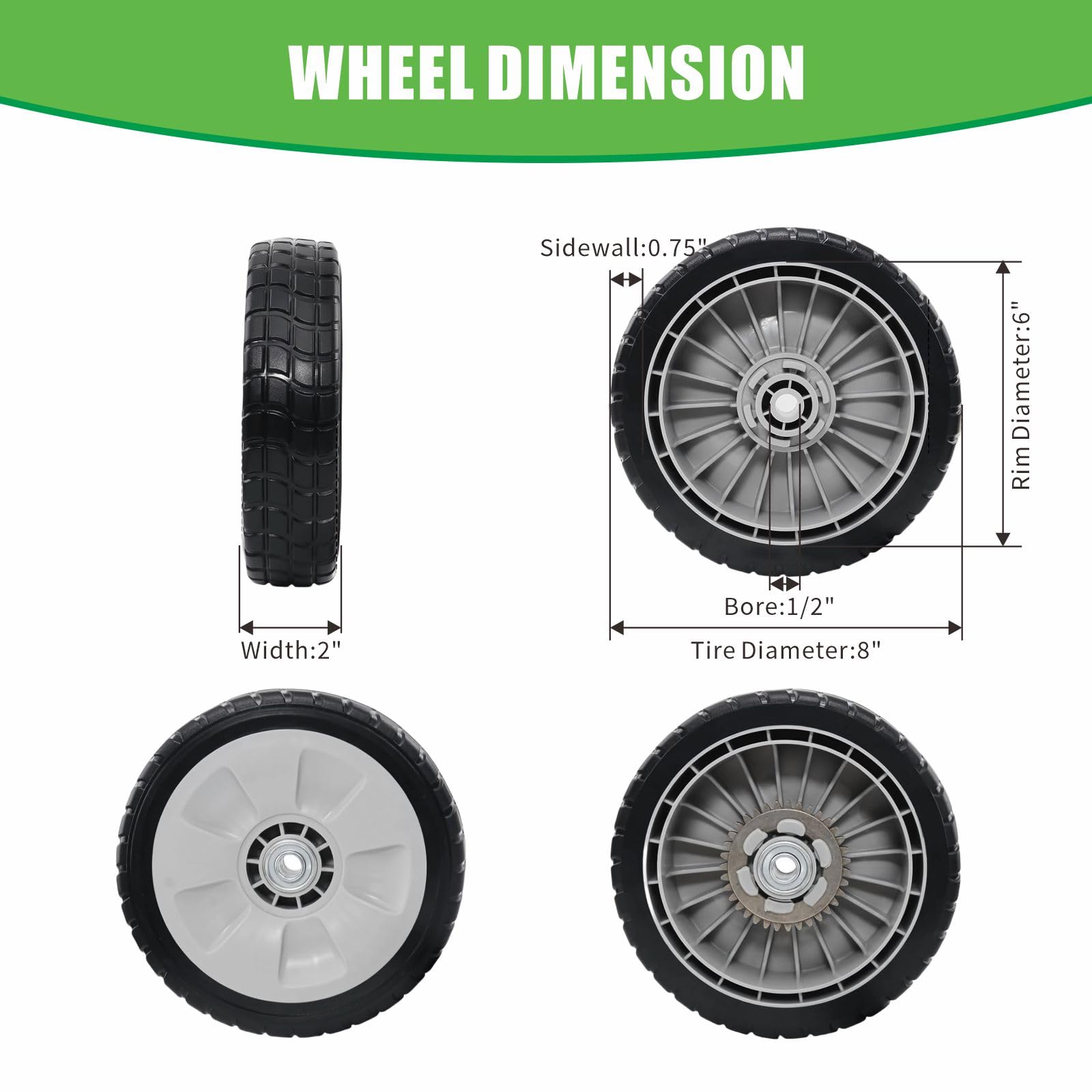 Yooumine rear wheel close-up showing metal gear for reliable drive engagement