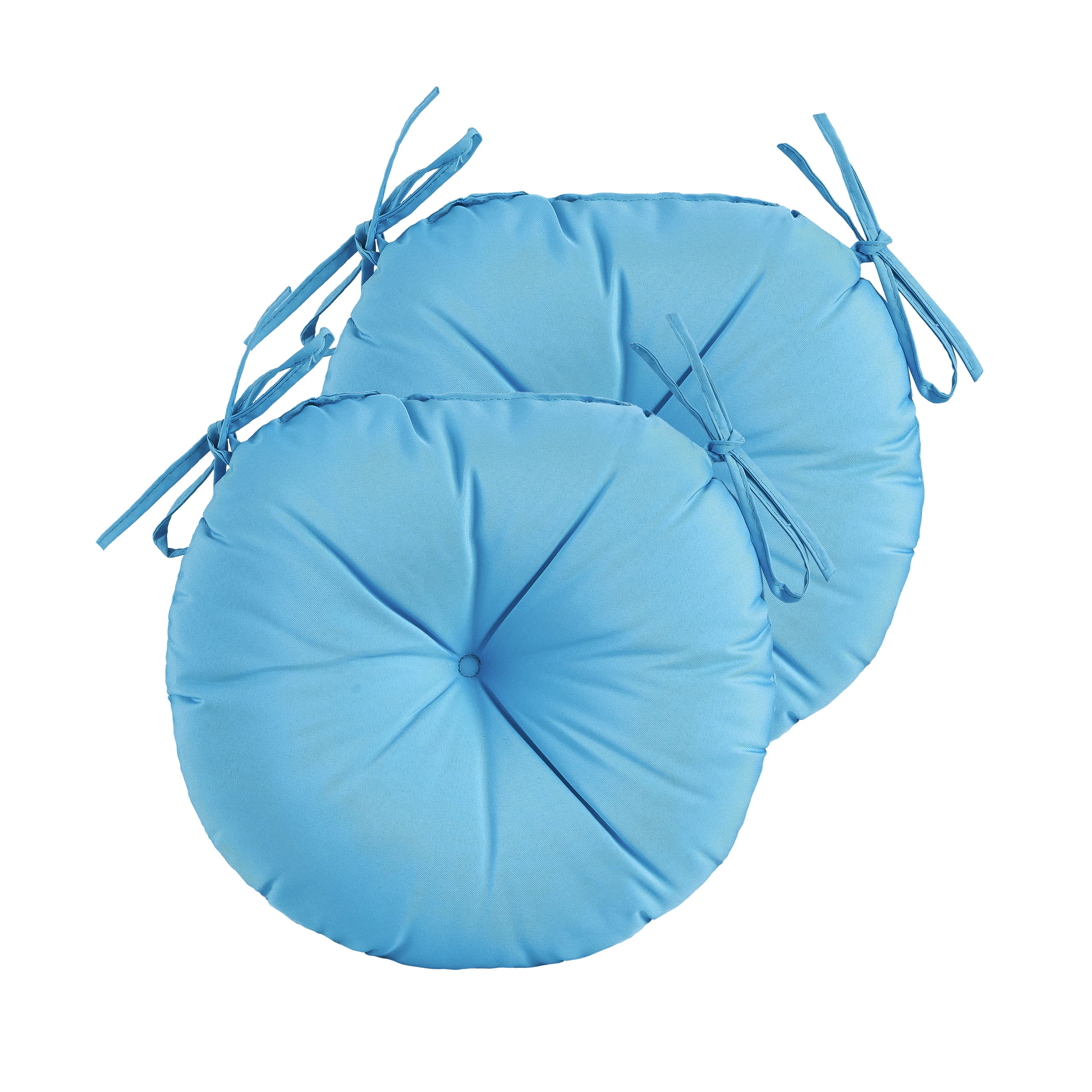 YOOZEKU front view of aqua blue round cushions showing color and shape for instant comfort