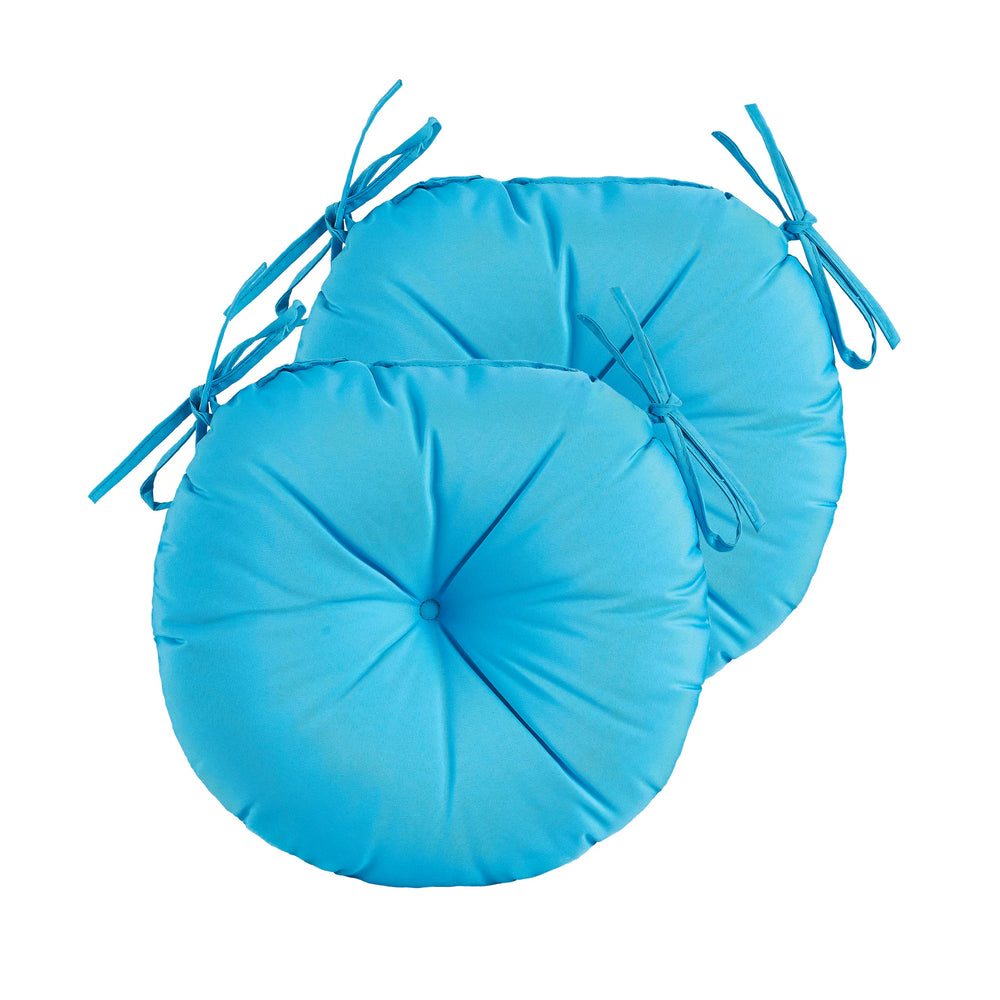 YOOZEKU front view of aqua blue round cushions showing color and shape for instant comfort