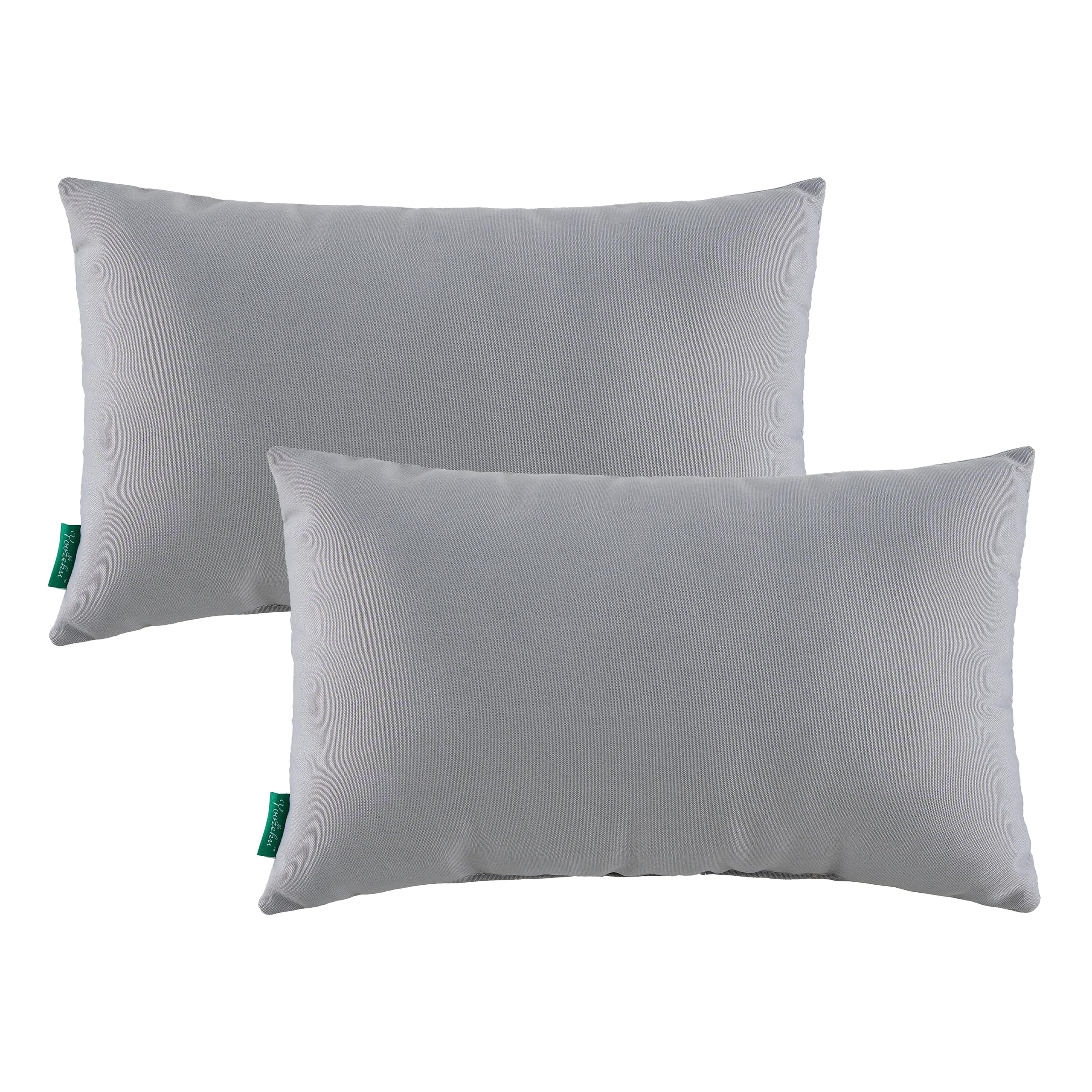 YOOZEKU front view of set of two grey lumbar pillows showing clean design and support