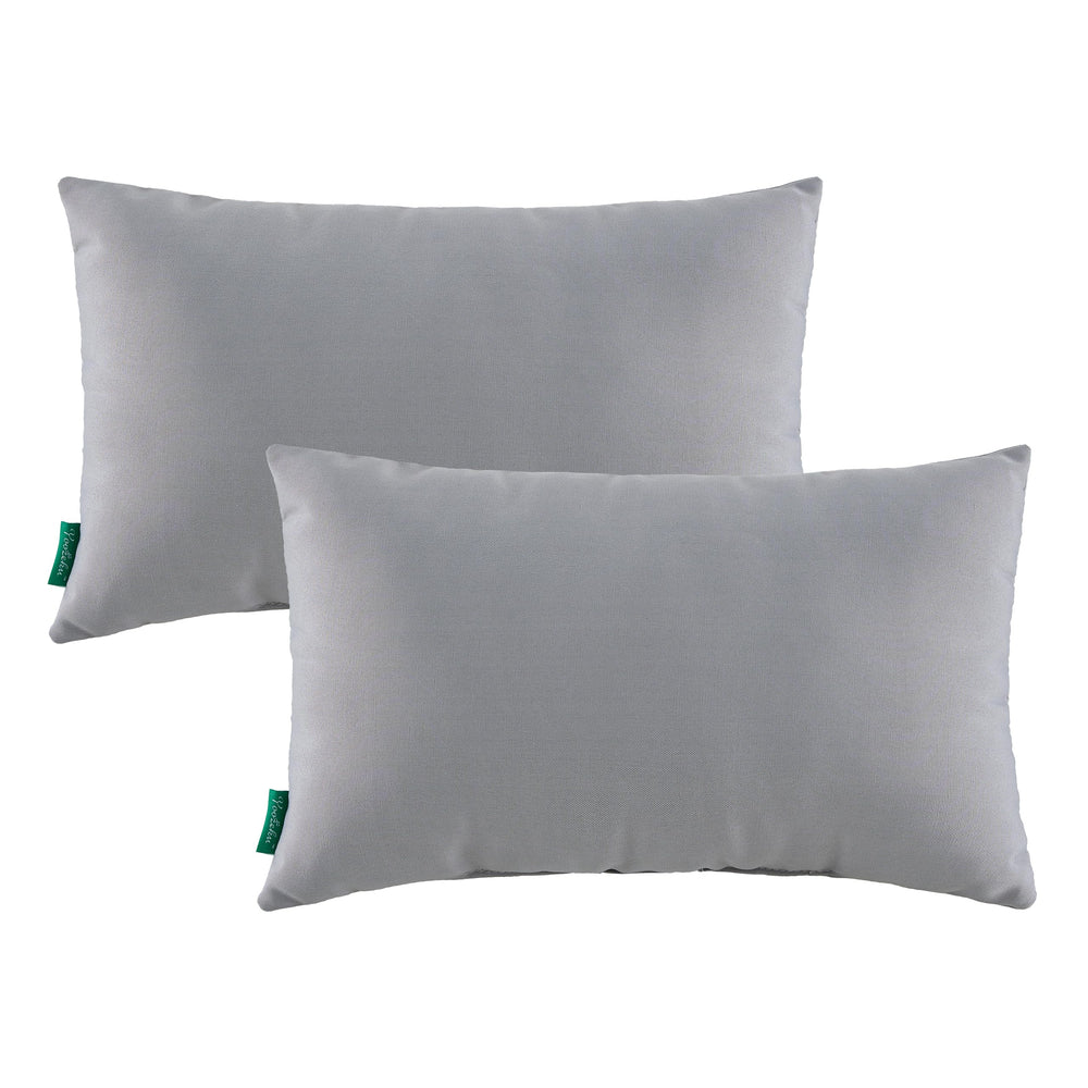 YOOZEKU front view of set of two grey lumbar pillows showing clean design and support
