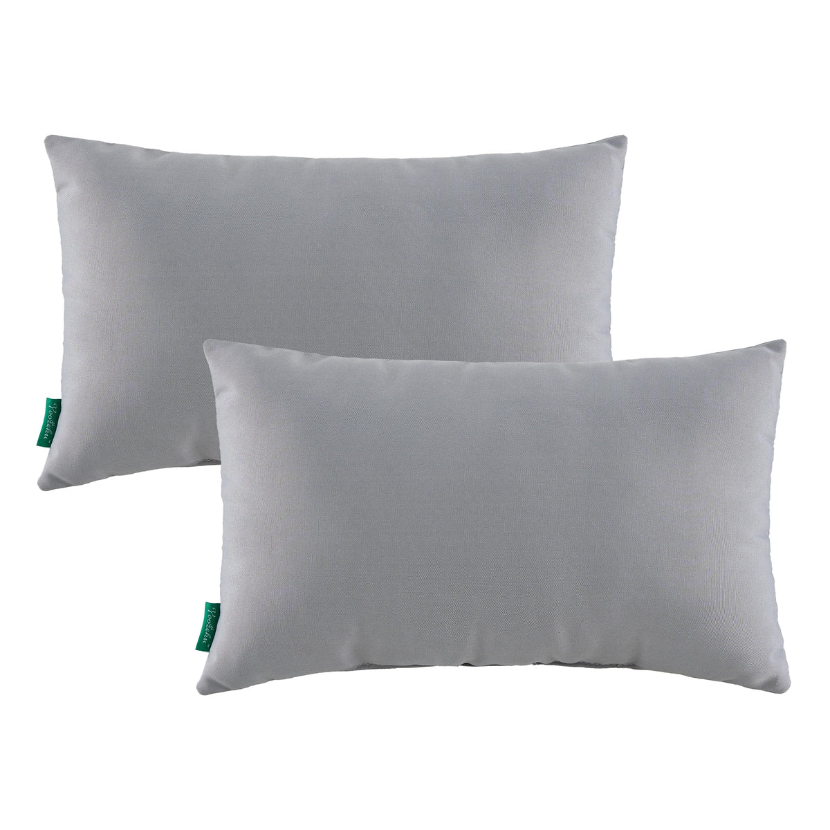 YOOZEKU front view of set of two grey lumbar pillows showing clean design and support