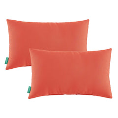 YOOZEKU front view of two orange lumbar pillows showing color and shape benefit