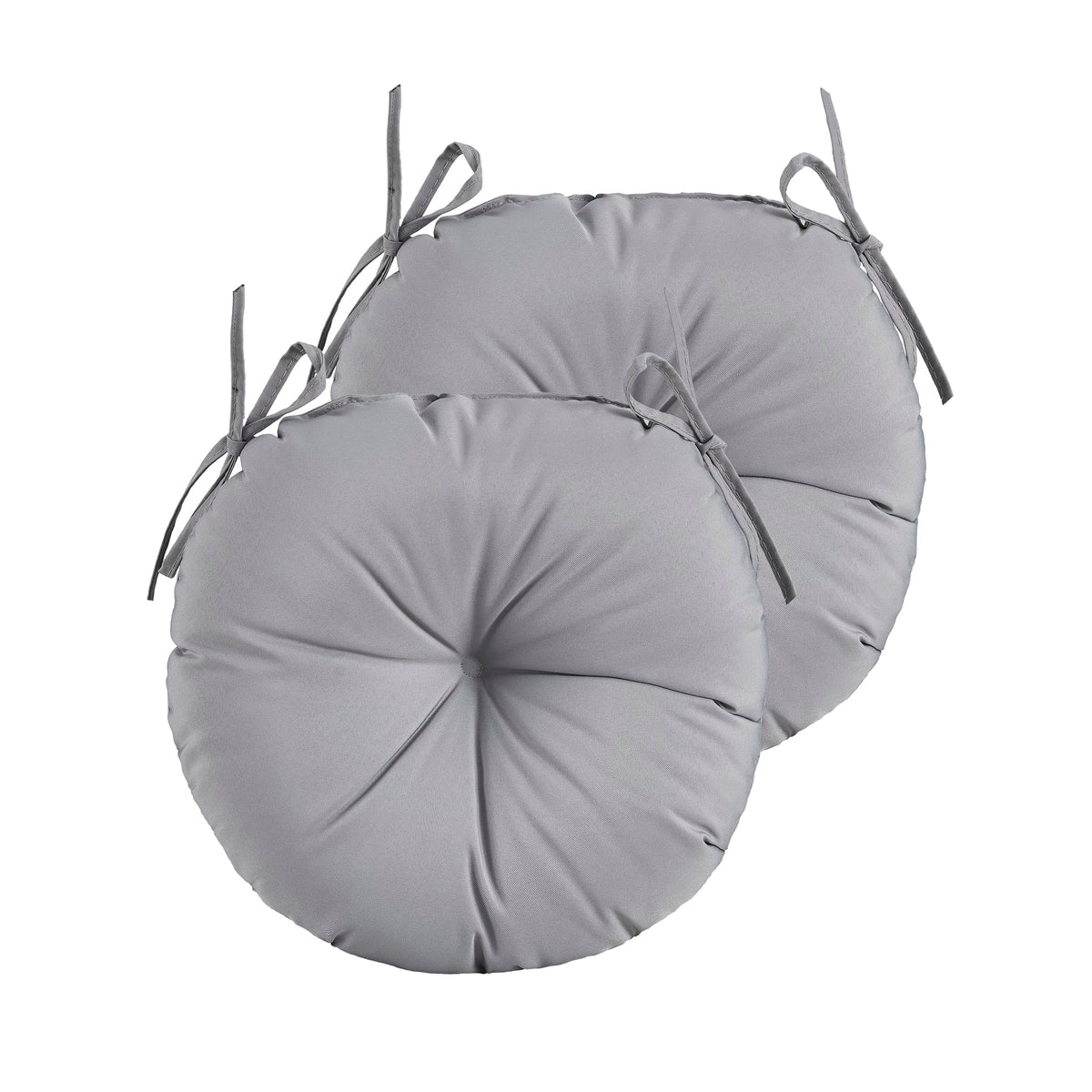 YOOZEKU front view of two grey round cushions showing shape and color benefit comfort