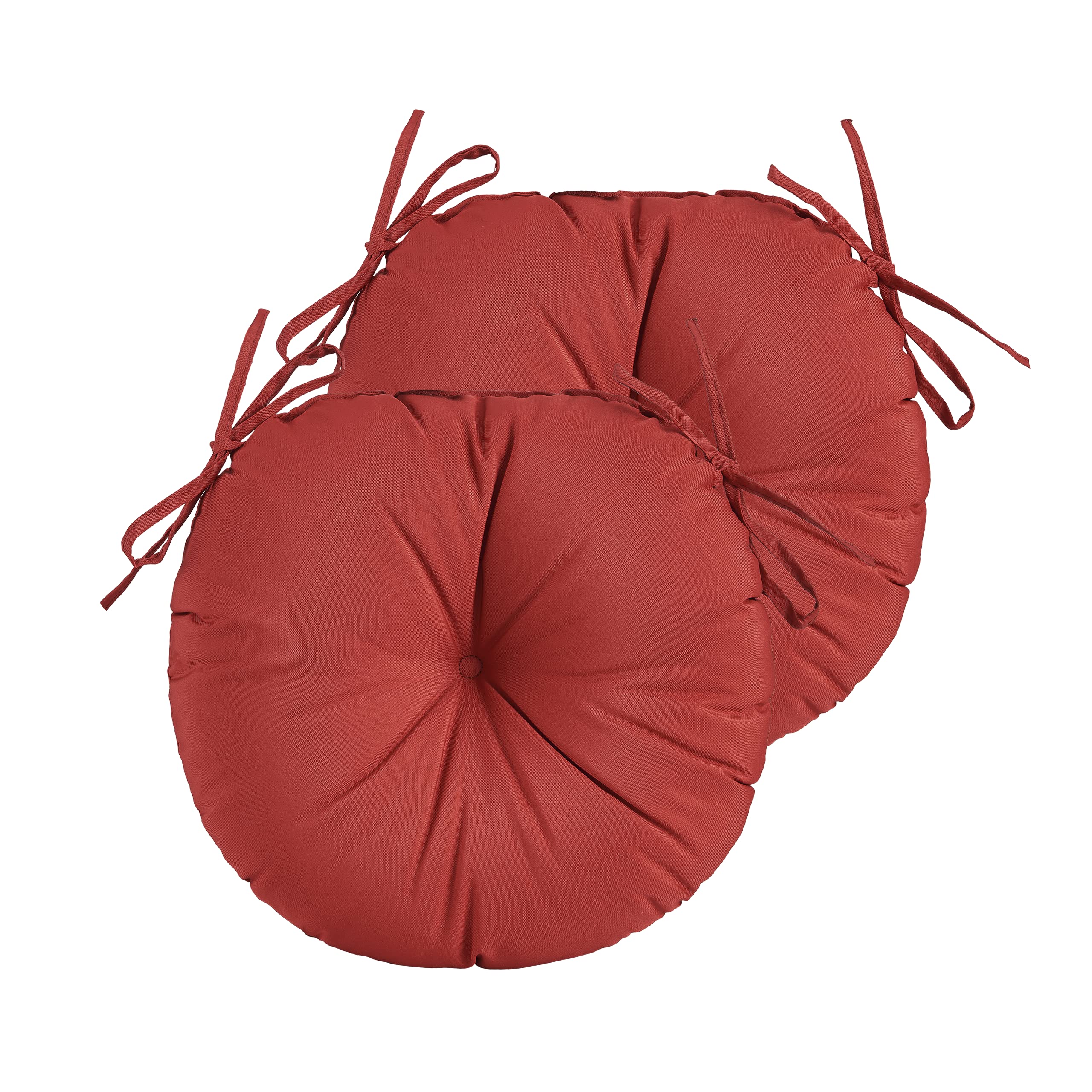 YOOZEKU front view of red round cushions showing neat stitching and color durability
