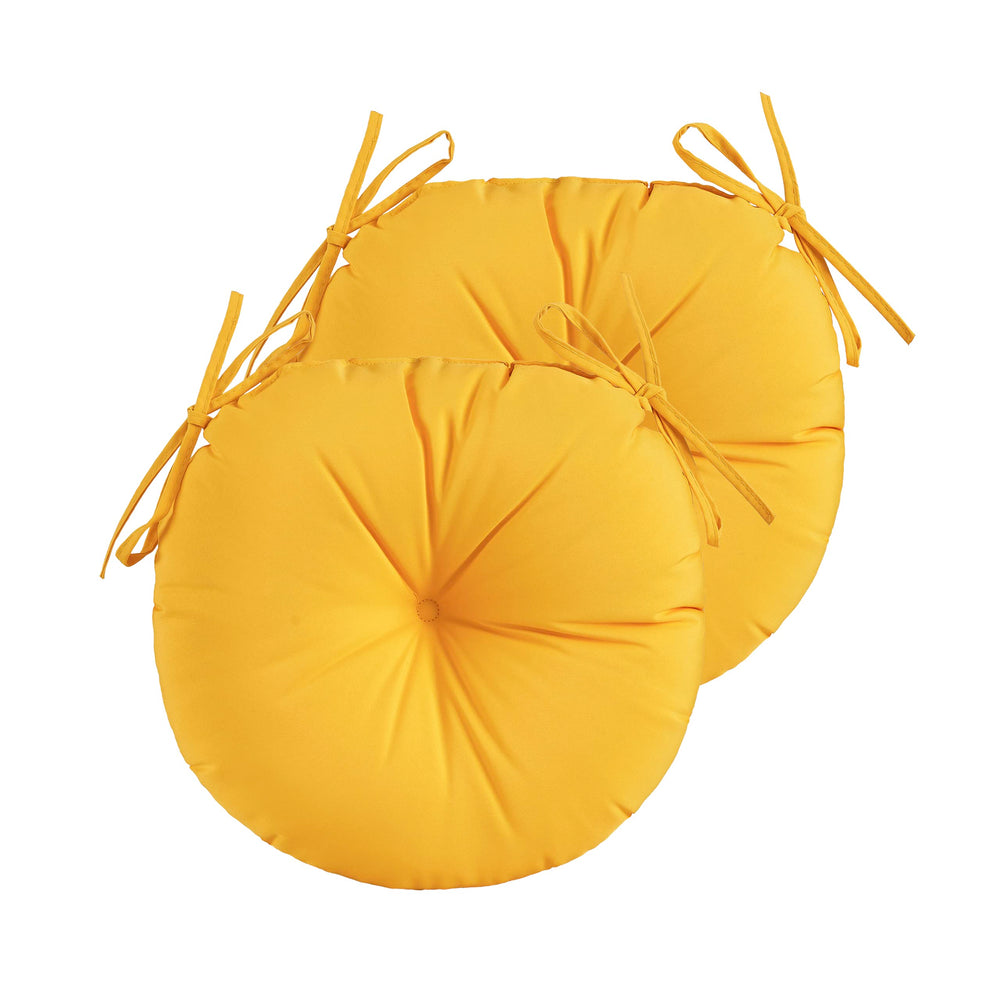 YOOZEKU front view of two yellow round cushions showing shape and color benefit