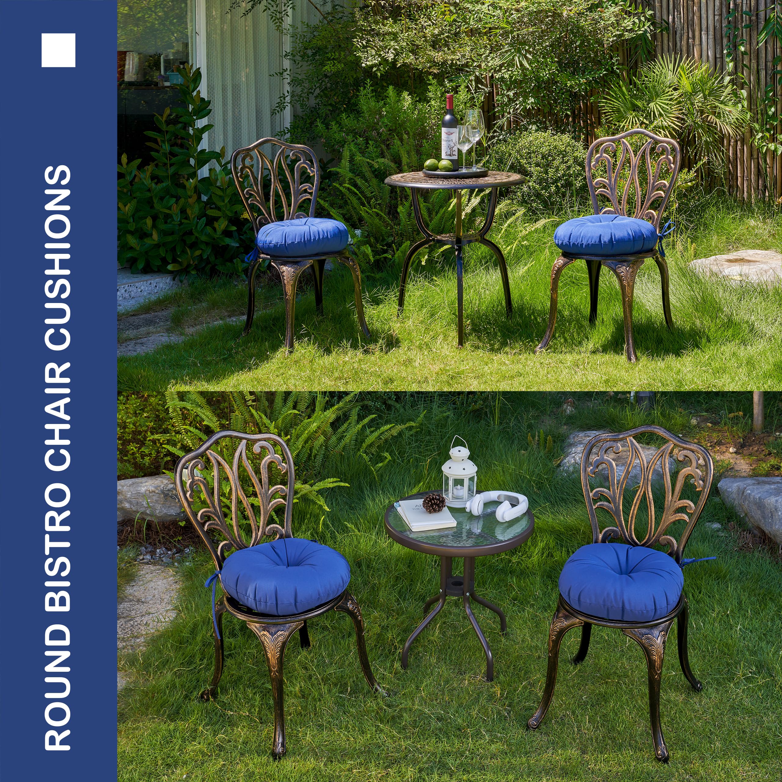 YOOZEKU on a bistro chair in outdoor setting illustrating improved seating comfort