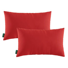 YOOZEKU front view of two red lumbar pillows adding vibrant color and support