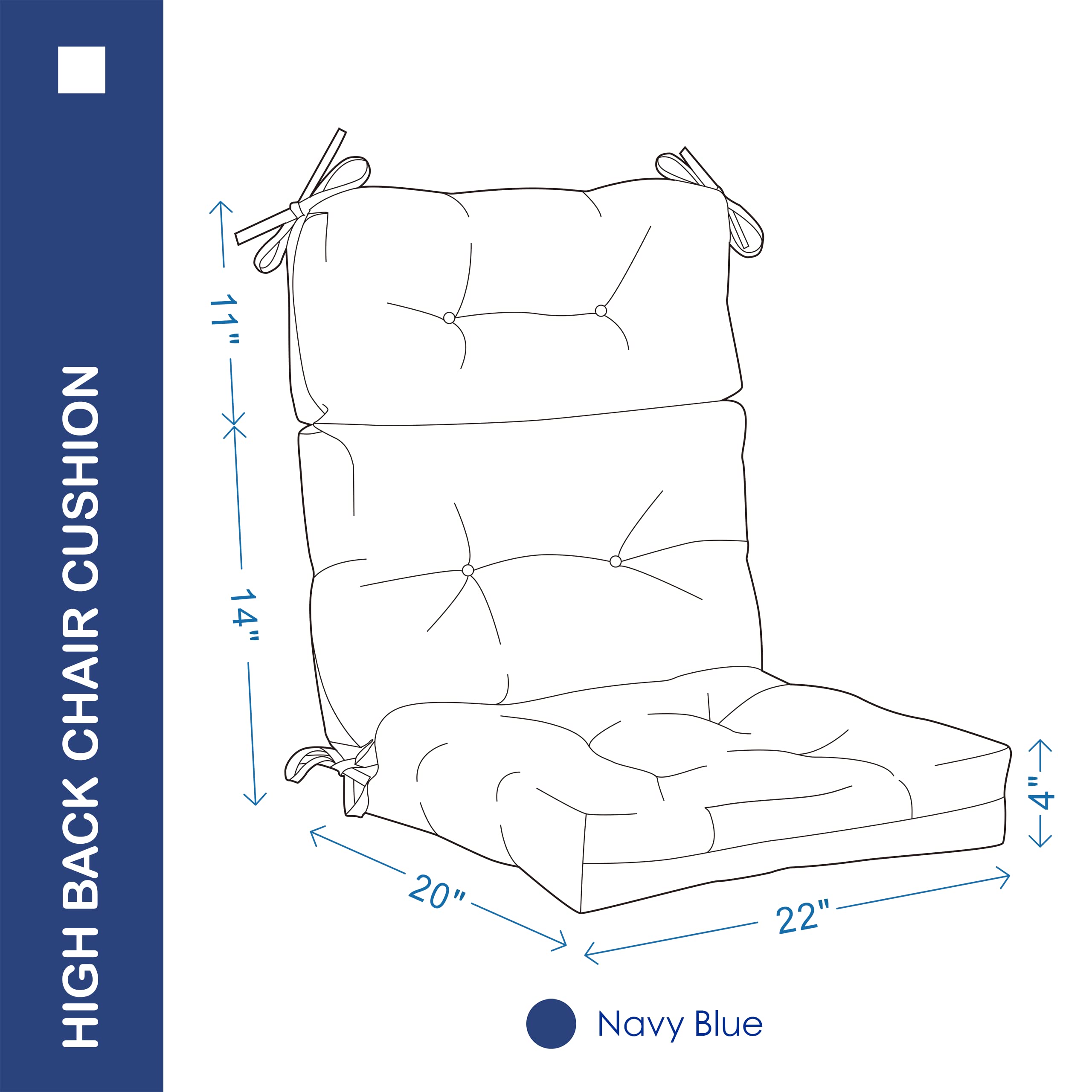 YOOZEKU cushion beside chair showing 45x22x4 inch size for fit