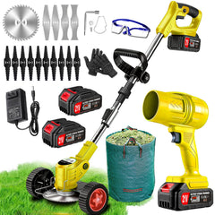 YOPTWX front view of cordless trimmer and blower showing compact kit benefits