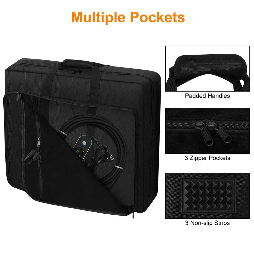 Yorkenbe front pocket open with cables and charger organized for quick access