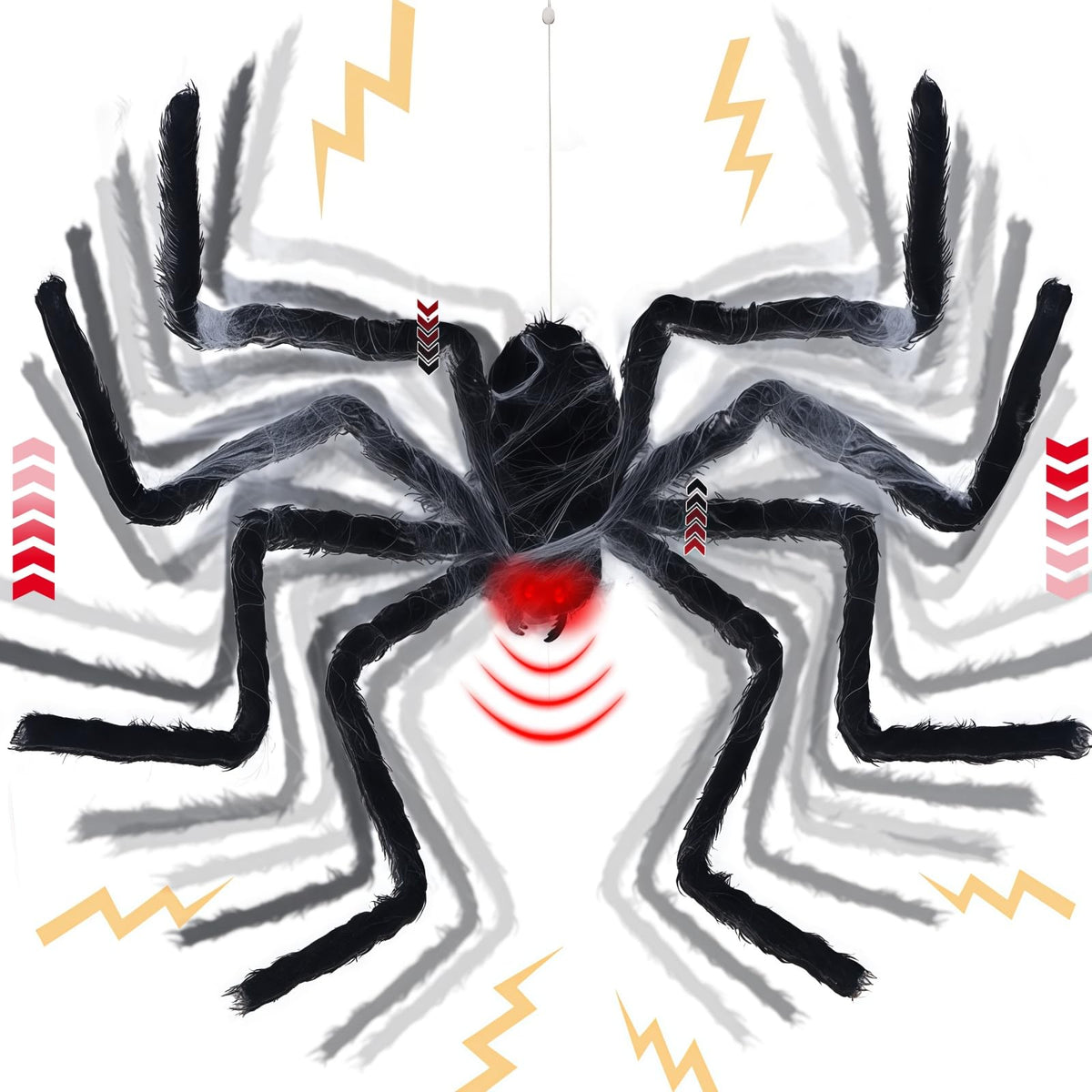 yosager front view hanging spider prop showing full 47in span and dramatic presence
